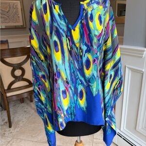 Trina Turk silk poncho blouse size S